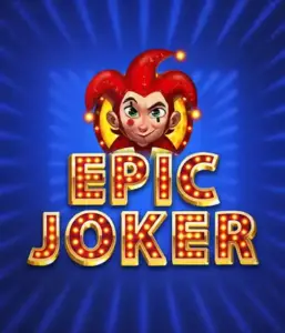 Enter the vibrant world of Epic Joker slot by Relax Gaming, showcasing a mischievous joker with a bright red hairstyle amid a sparkling blue background. This graphic captures the fun and excitement of classic slots, great for fans of classic casino aesthetics, offering a delightful play experience.