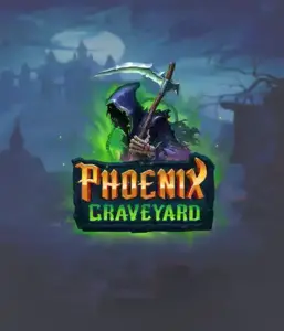 An immersive view of ELK Studios' Phoenix Graveyard slot, with its hauntingly beautiful graveyard and phoenix symbols. The visual highlights the slot's unique expanding reel feature, alongside its gorgeous symbols and supernatural theme. The artwork conveys the game's mythological story of resurrection, appealing for those fascinated by legends.