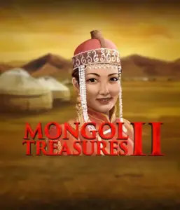 Explore the rich history of Mongolia with Mongol Treasures 2 slot by Endorphina, featuring a beautiful Mongolian woman clothed in traditional attire against a golden Mongolian steppe backdrop. This graphic portrays the spirit of Mongolian history, delivering a memorable cultural journey. 