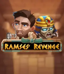 Dive into the thrilling world of the Ramses' Revenge game by Relax Gaming, showcasing a startled explorer and a fierce mummy amid an Egyptian tomb backdrop. This image captures the excitement of tomb exploration, great for adventure seekers, offering a thrilling adventure. 